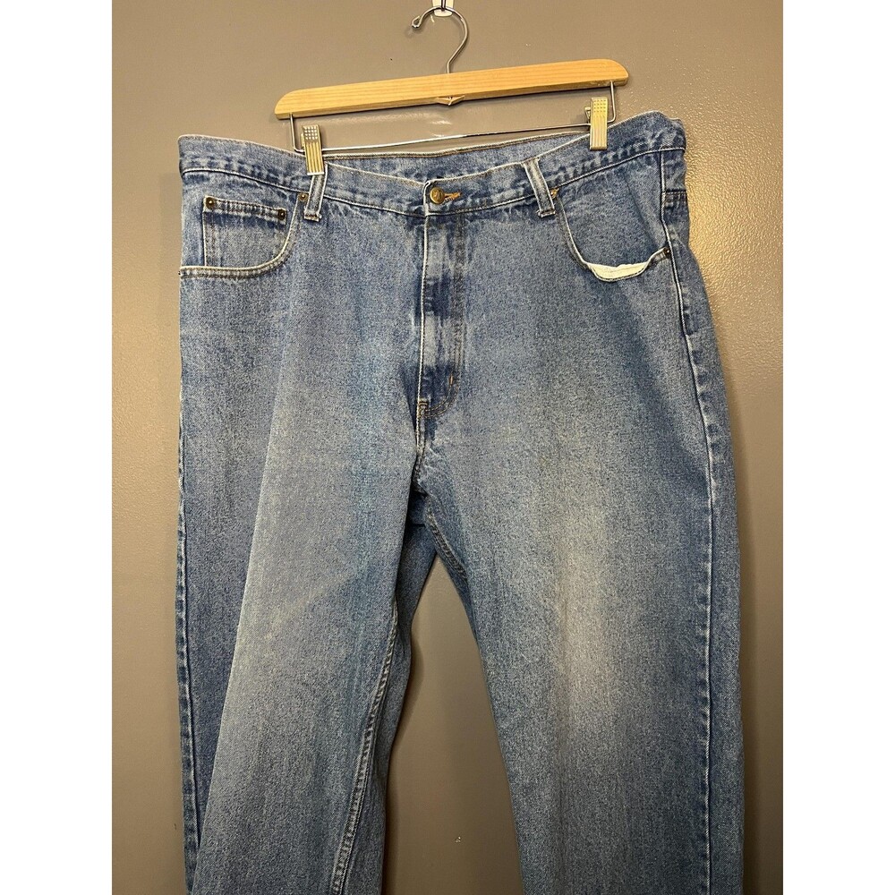 Eddie Domani Jeans Mens 42x30 Blue Denim Relaxed Fit Straight Leg Ramie Blend